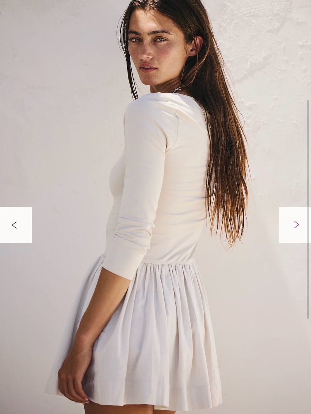 Free People “Onda” Drop-Waist Long-Sleeve Mini Dress - NWOT - Picture 2 of 2